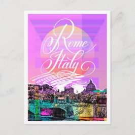 Cartão Postal Ilustração de Viagem de Arte em Roma Itália