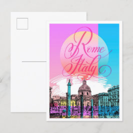 Cartão Postal Ilustração de Viagem de Arte em Roma Itália
