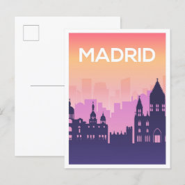 Cartão Postal Ilustração de Viagem de Arte Espanha Madrid