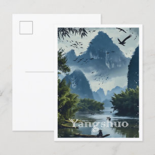 Cartão Postal Ilustração de Viagem de Arte Imagem de Yangshuo Ch