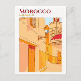 Cartão Postal Ilustração de Viagem de Arte Marraquexe Marrocos