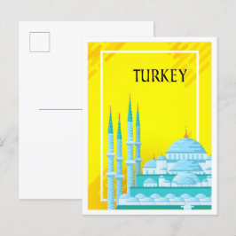 Cartão Postal Ilustração de Viagem de Arte na Turquia em Istambu