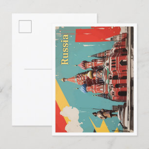 Cartão Postal Ilustração de Viagem de Arte Pop da Rússia em Mosc