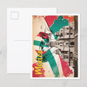 Cartão Postal Ilustração de Viagem de Arte Pop do México