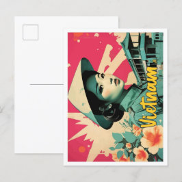 Cartão Postal Ilustração de Viagem de arte Pop do Vietnã