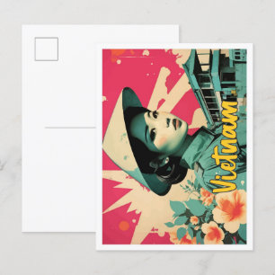 Cartão Postal Ilustração de Viagem de arte Pop do Vietnã