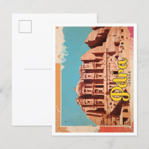 Cartão Postal Ilustração de Viagem de arte Pop Petra Jordan