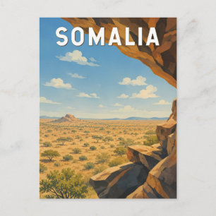 Cartão Postal Ilustração de Viagem de Arte Vintage da Somália