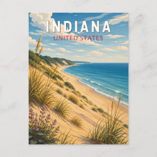 Cartão Postal Ilustração de Viagem de Arte Vintage de Indiana