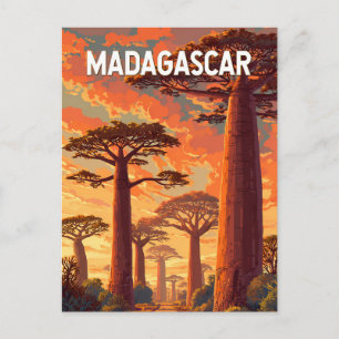 Cartão Postal Ilustração de Viagem de Arte Vintage de Madagascar
