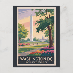 Cartão Postal Ilustração de viagem de arte vintage de Washington