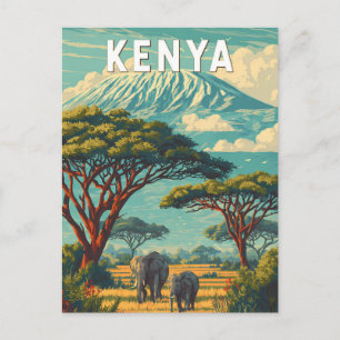 Cartão Postal Ilustração de Viagem de Arte Vintage do Quênia
