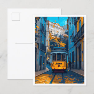 Cartão Postal Ilustração de Viagem de Arte Vintage em Portugal