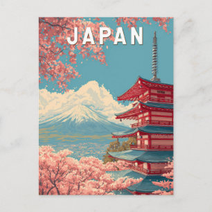 Cartão Postal Ilustração de Viagem de Arte Vintage Japão