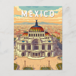 Cartão Postal Ilustração de Viagem de Arte Vintage México
