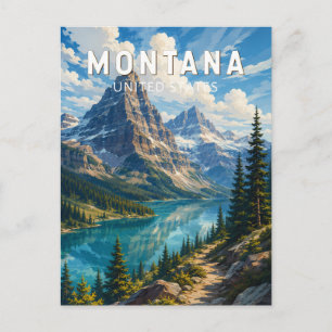 Cartão Postal Ilustração de Viagem de Arte Vintage Montana