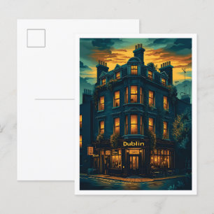 Cartão Postal Ilustração de Viagem de Arte Vintage na Irlanda de