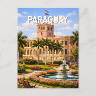 Cartão Postal Ilustração de viagem de arte vintage no Paraguai
