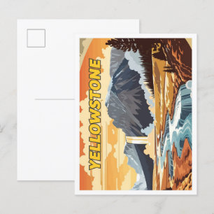 Cartão Postal Ilustração de Viagem de Arte Vintage Yellowstone