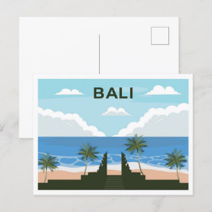 Cartão Postal ilustração de viagem de Bali Indonésia