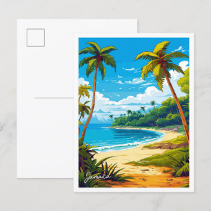 Cartão Postal Ilustração de Viagem de Caribe de Arte da Jamaica