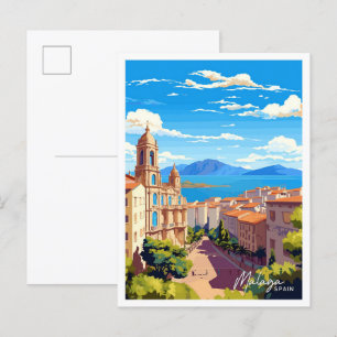 Cartão Postal Ilustração de Viagem de Espanha de Málaga