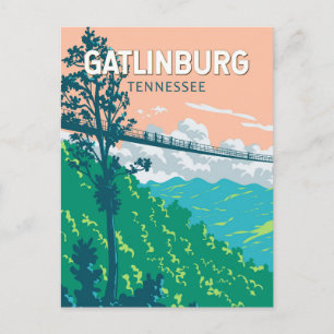 Cartão Postal Ilustração de viagem de Gatlinburg Tennessee Arte 