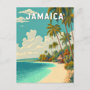Cartão Postal Ilustração de viagem de Jamaica Arte Vintage
