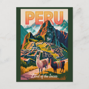 Cartão Postal Ilustração de Viagem de Machu Picchu no Peru Arte 