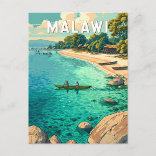 Cartão Postal Ilustração de viagem de Malawi Arte Vintage