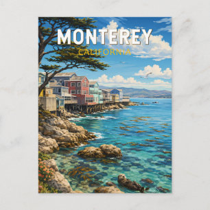 Cartão Postal Ilustração de Viagem de Monterey Califórnia Arte R
