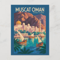 Ilustração de viagem de Muscat Oman Arte Vintage