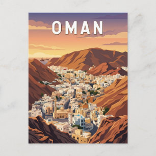 Cartão Postal Ilustração de viagem de Omã Arte Vintage