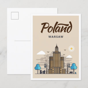 Cartão Postal Ilustração de Viagem de Polônia de Arte de Varsóvi