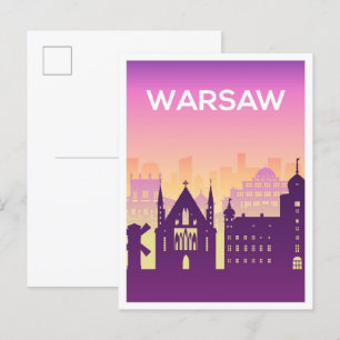 Cartão Postal Ilustração de Viagem de Polônia de Arte de Varsóvi