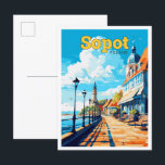 Cartão Postal Ilustração de Viagem de Polônia de Sopot<br><div class="desc">Ilustração de arte de Viagem de Polônia de Sopot</div>