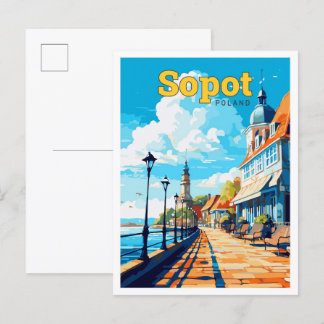 Cartão Postal Ilustração de Viagem de Polônia de Sopot