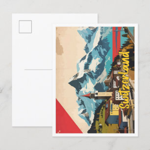 Cartão Postal Ilustração de Viagem de Pop de suiça de 