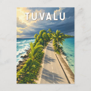 Cartão Postal Ilustração de Viagem de Tuvalu Arte Vintage