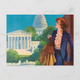 Cartão Postal Ilustração de Viagem de Vintage Washington DC