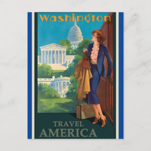 Cartão Postal Ilustração de Viagem de Vintage Washington DC