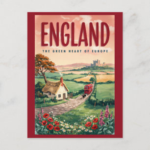 Cartão Postal Ilustração de viagem do campo inglês Arte retrô