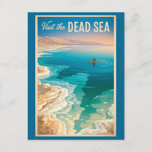 Cartão Postal Ilustração de Viagem do Mar Morto Arte Vintage