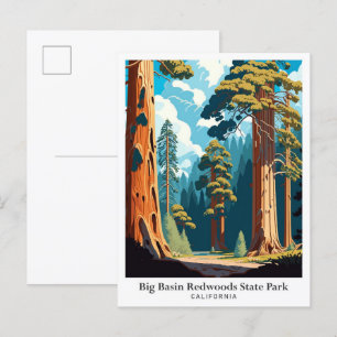 Cartão Postal Ilustração de Viagem do Parque Estadual Big Basin