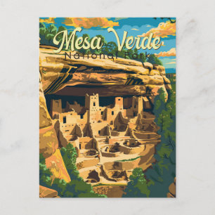 Cartão Postal Ilustração de Viagem do Parque Nacional Mesa Verde
