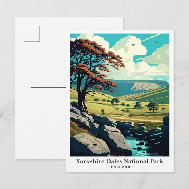 Cartão Postal Ilustração de Viagem do Yorkshire Dales National P (Frente/Verso)