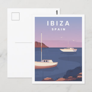 Cartão Postal Ilustração de Viagem Famosa de Ibiza Espanha