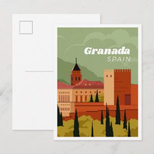 Cartão Postal Ilustração de viagem Granada Espanha