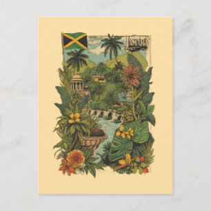 Cartão Postal Ilustração de viagem Jamaica em estilo retrô