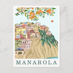 Cartão Postal Ilustração de Viagem Manarola Cinque Terre Itália